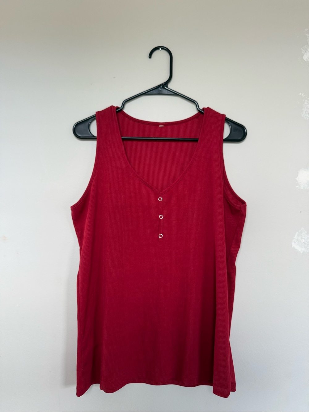 Burgundy Ribbed Knit Button-Front Tank Top Size XL